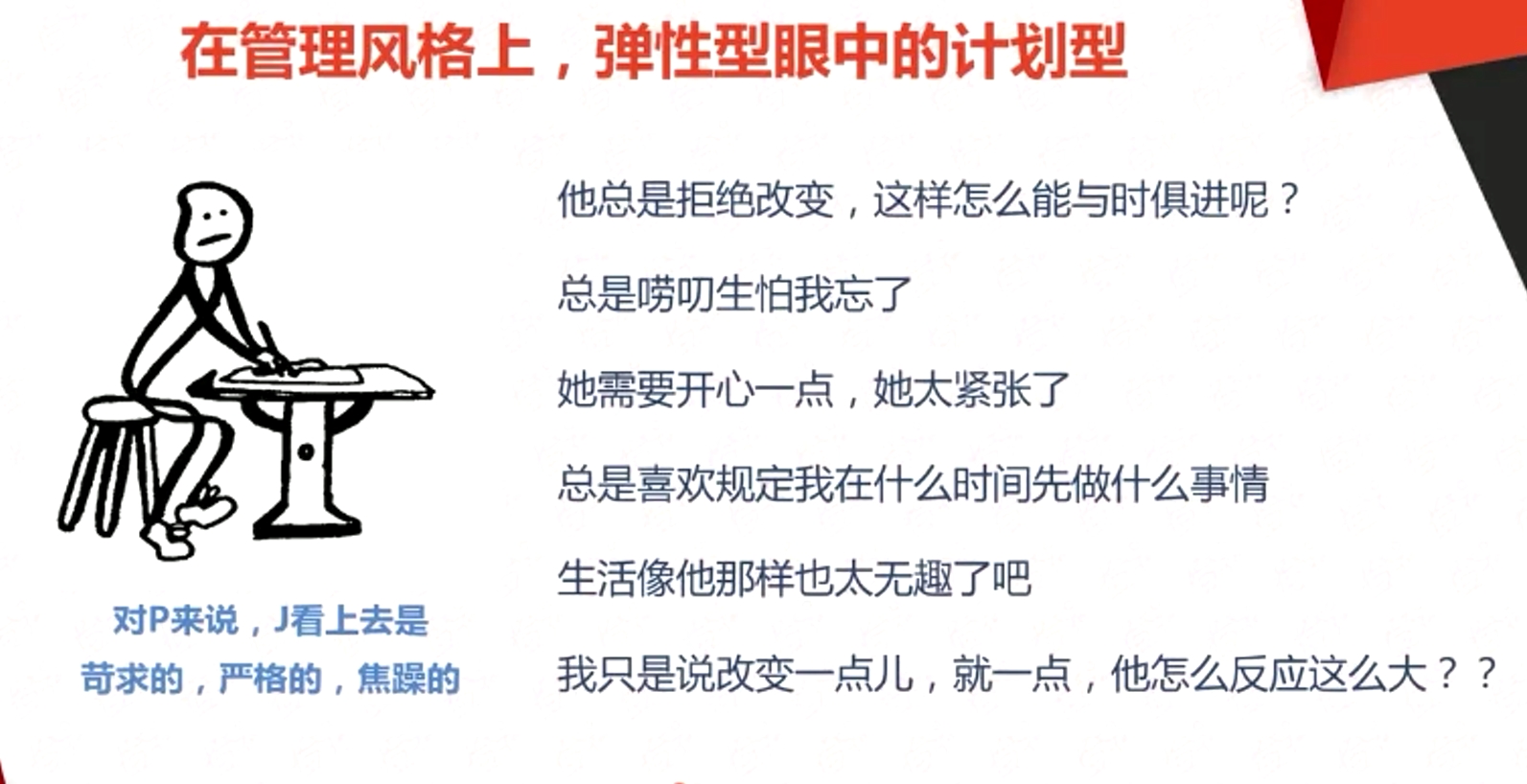 在管理風格上，彈性型眼中的計劃型